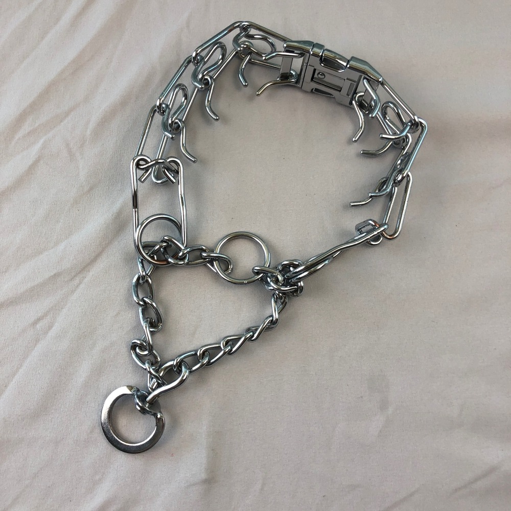 Chrome Steel Prong Dog Training Collar w/ Quick Release Metal Buckle 21 Inch